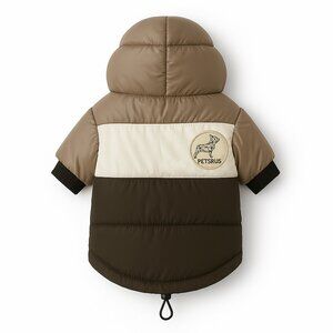 PETsRUS Puffer Jacket Dog Winter Coat Warm Padded Windproof Brown Beige Comfy